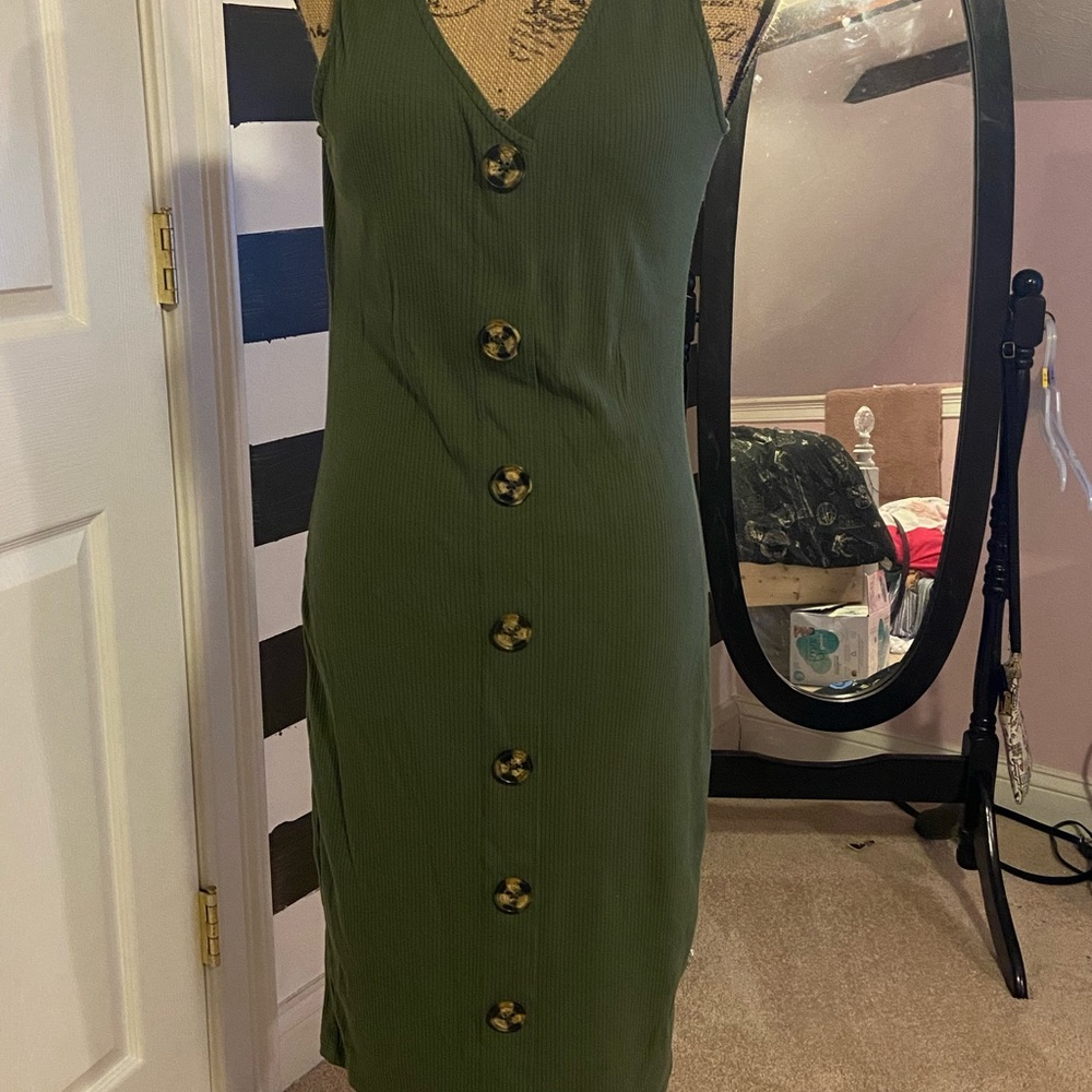 Green tube top dress